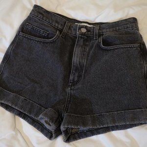 High-Waisted, Black Vintage Wash, Denim Shorts